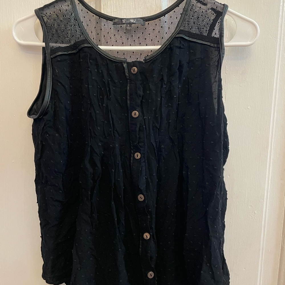 Miss Me Black Sleeveless Blouse